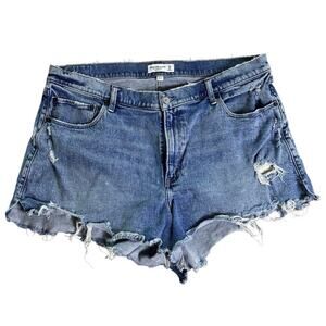 Abercrombie Fitch Curve Love High Rise Cutoff Shorts Size 34 Distressed Denim